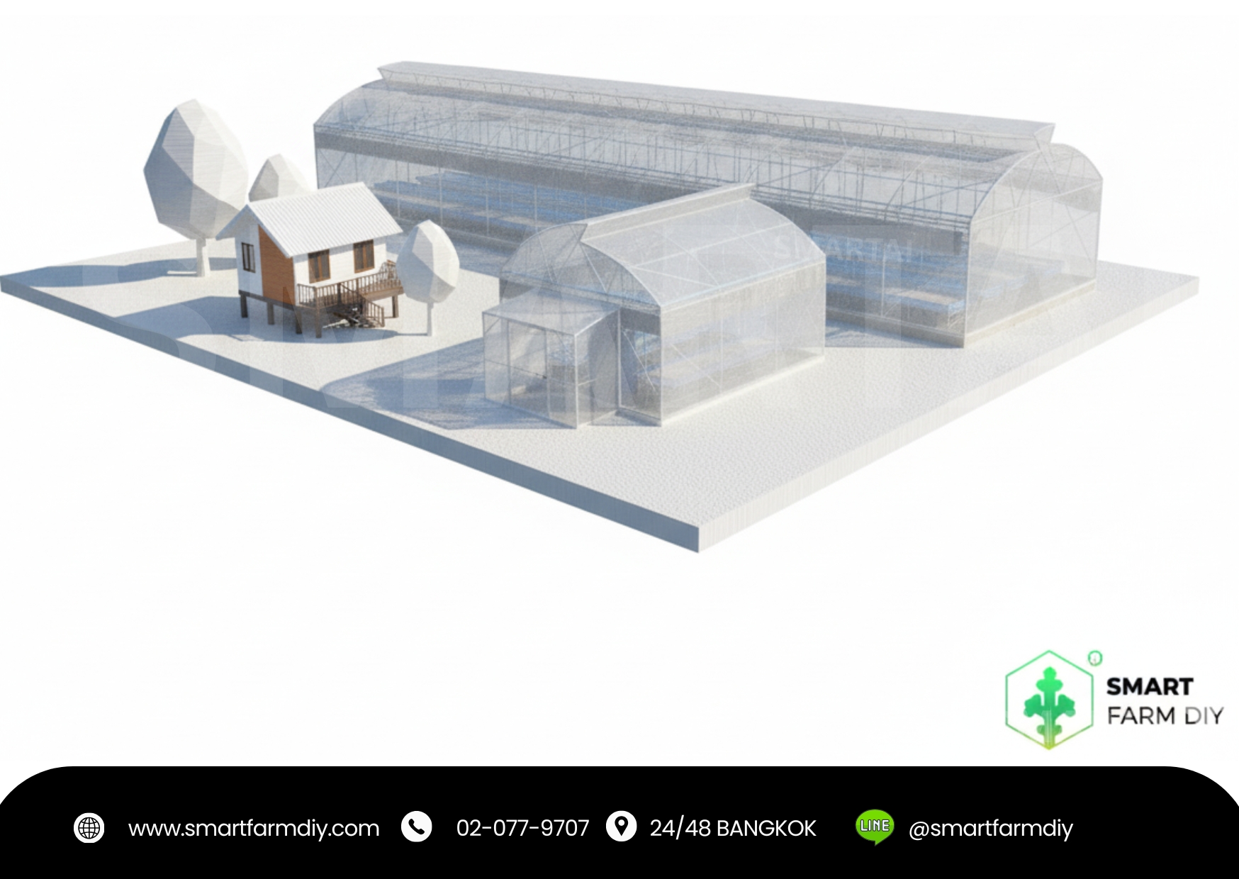 โรงเรือนเพาะปลูกพืชจั่ว2ชั้นและกอไก่ พร้อมระบบ