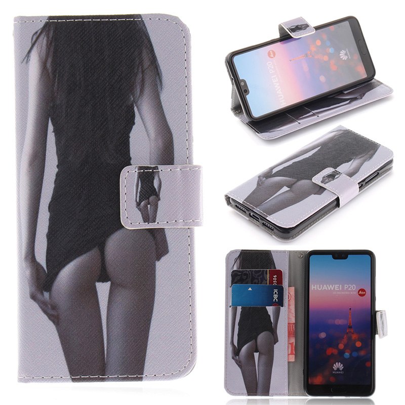 Case Huawei P20 #เคสฝาพับรูปแบบกระเป๋าสตางค์หนัง PU พิมพ์ลายคุณภาพดีราคาถูก