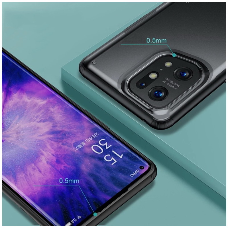 เคส OPPO Find X5 Pro 5G #เคสฝาหลังโปร่งแสงสีขุ่นขอบทึบ +TPU Hybrid Case