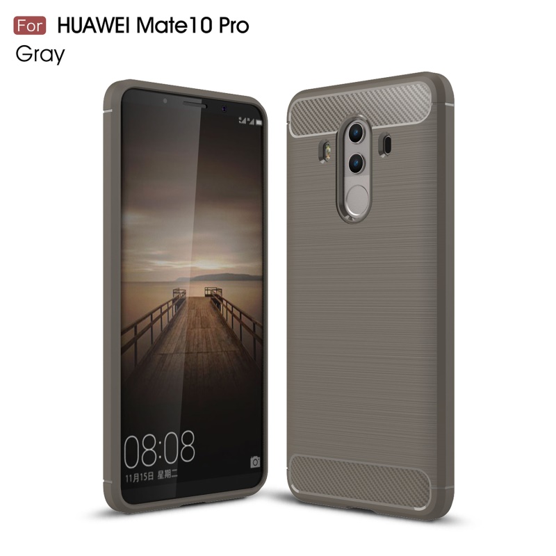 Case Huawei Mate 10 Pro #เคสฝาหลังTPUนิ่ม พื้นผิวคาร์บอนไฟเบอร์แบบขัดแปรง สีสันสวยงามทันสมัย