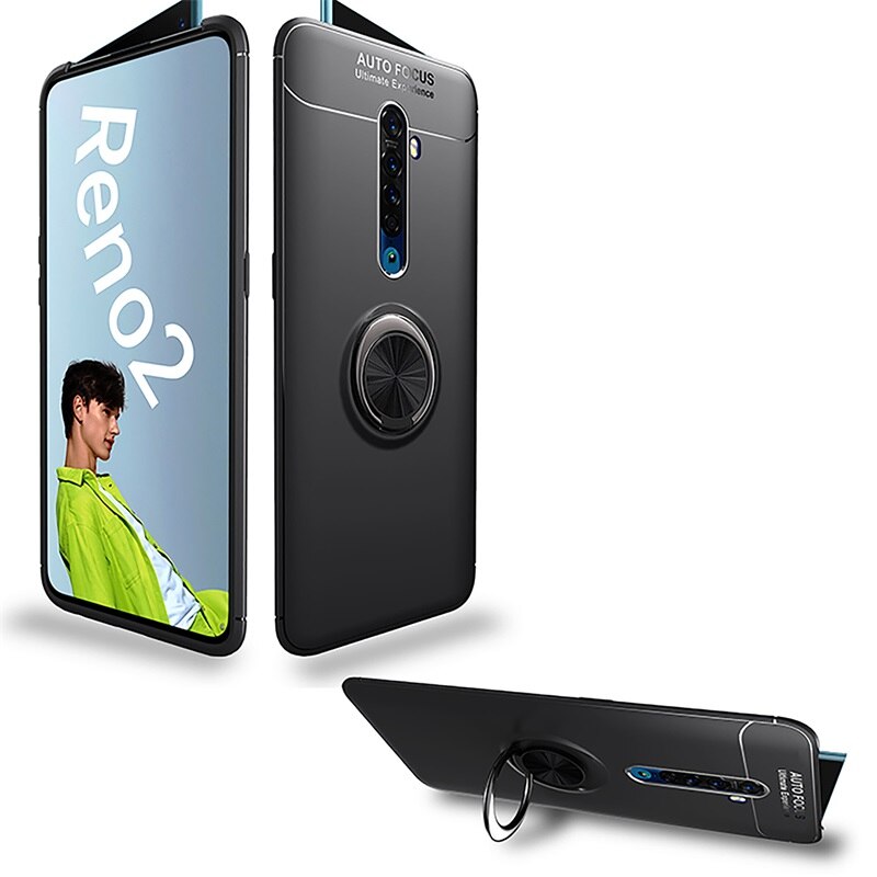 Case OPPO Reno 2 #เคสฝาหลัง TPU Finger Ring Kickstand (แผ่นโลหะแบบ Built-in)