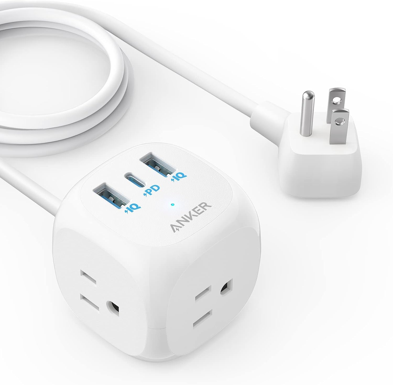 Anker® 321 Power Strip with 3 Outlets & USB Charging 5 ft Extension Cord Model: 9135 แองเคอร์ อะแดปเตอร์ รางปลั๊กไฟ
