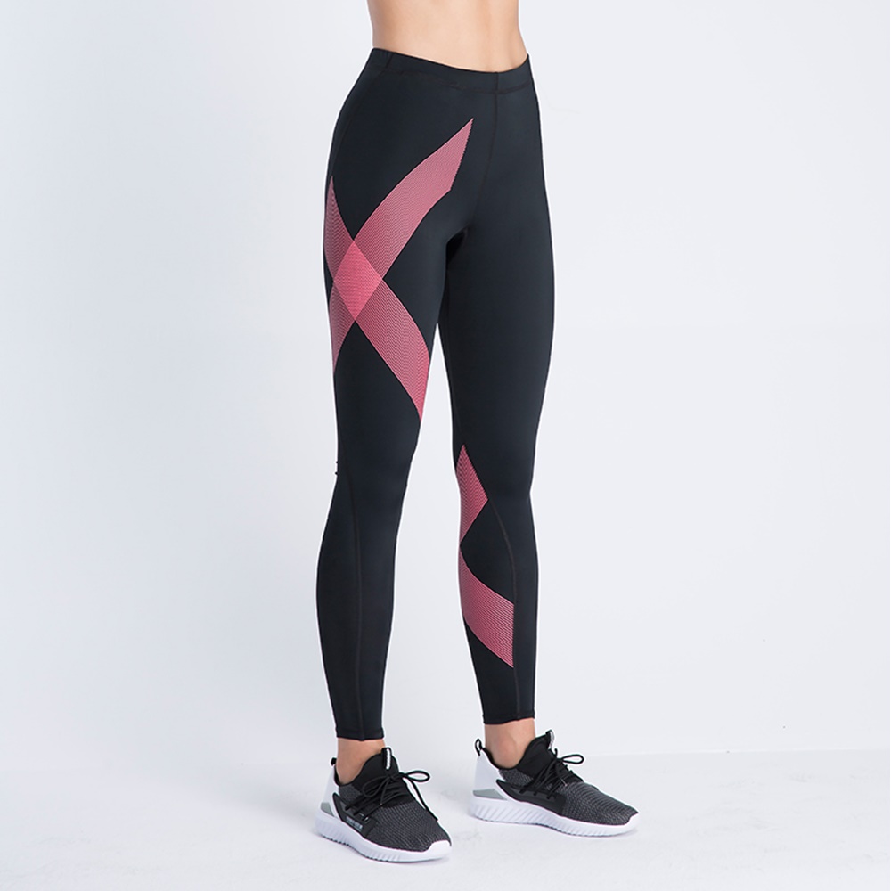 กางเกงวิ่งรัดกล้ามเนื้อผู้หญิง สำหรับวิ่ง เล่นโยคะ รุ่นขายาว EVS Women Compression Tights Move White/Red/Black(G09)