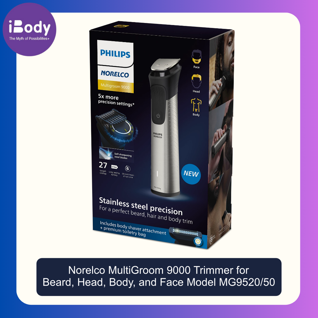(Philips®) Norelco MultiGroom 9000 Trimmer for Beard, Head, Body, and Face Model MG9520/50 เครื่องตัดแต่งหนวดและเส้นผม