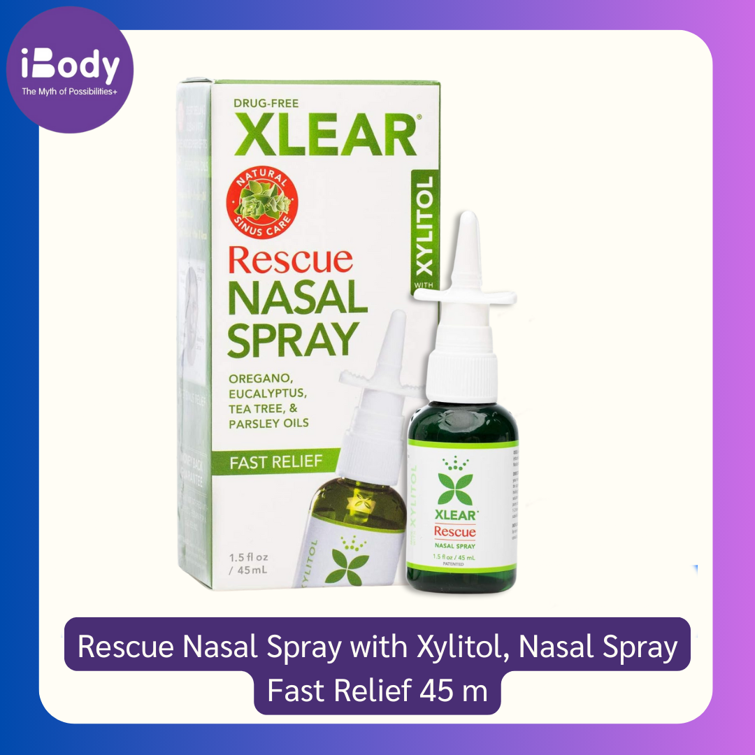 Xlear - Rescue Nasal Spray with Xylitol, Nasal Spray Fast Relief 45 ml สเปรย์พ่นล้างจมูก ทำความสะอาดโพรงจมูก