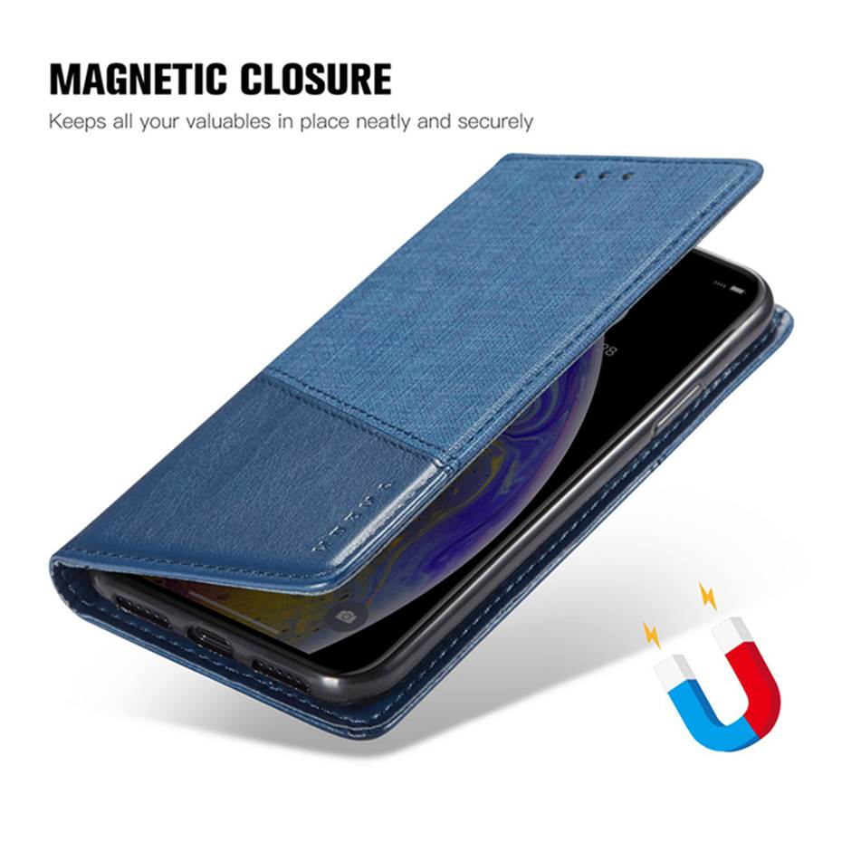 เคส OPPO A15 #เคสฝาพับ MUXMA หนัง PU ออกแบบสีทูโทนมีช่องเสียบบัตร PU Leather Magnetic Wallet