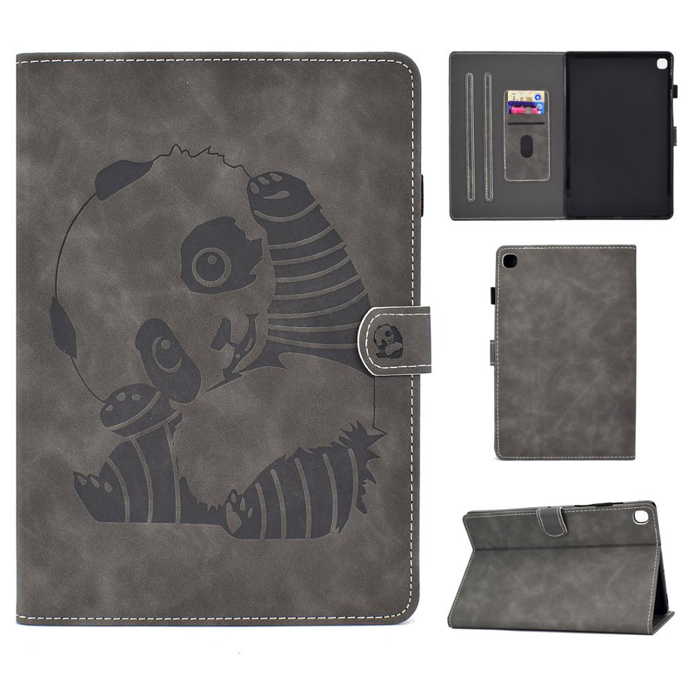เคส Samsung Galaxy Tab S6 Lite 10.4 SM-P610 P615 P617 #เคสฝาพับหนัง PU พิมพ์ลายแพนด้ามีช่องใส่บัตร Panda Smart Leather Case Cover Shockproof