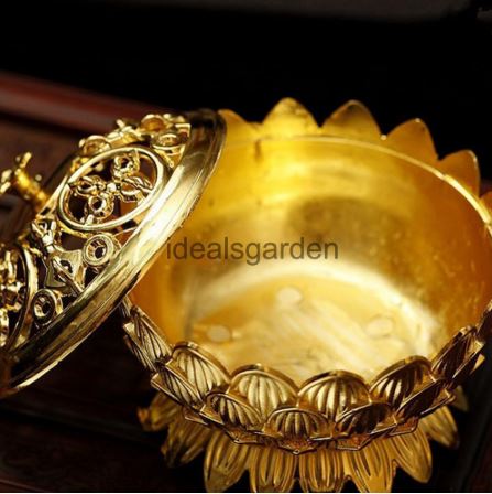 โถวางกำยาน ลายดอกบัว สีทอง