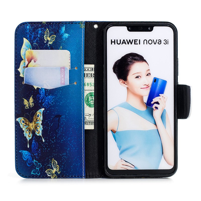 เคส Huawei nova 3i #เคสฝาพับสไตล์กระเป๋าสตางค์พิมพ์ลายสวยๆ Pattern Printing Magnetic Leather