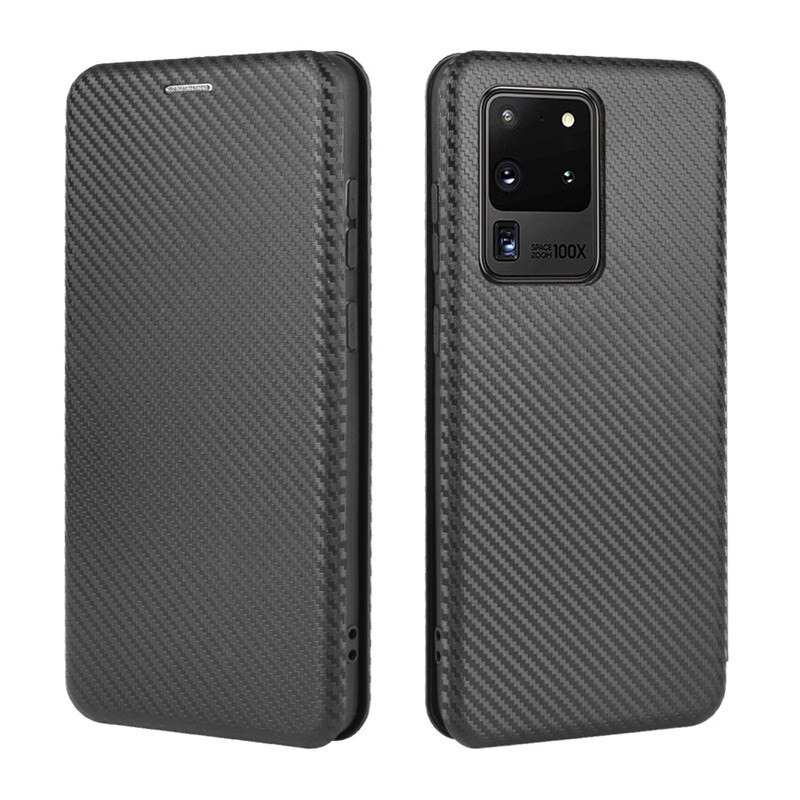 Case Samsung Galaxy S20 Ultra / S20 Ultra 5G#เคสฝาพับลายคาร์บอนไฟเบอร์มีช่องใส่การ์ด Carbon Fiber Wallet Card Slot Magnet Stand Phone Cover