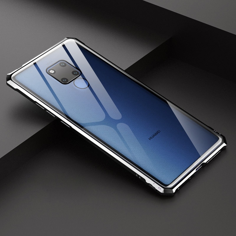 Case Huawei Mate 20 X #เคสกรอบโลหะแผ่นหลังกระจกนิรภัยแข็ง Metal Frame + Glass Back Hard Cove