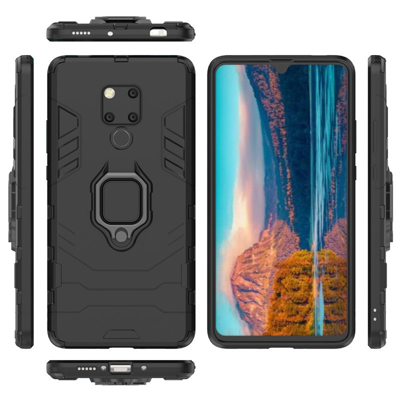 Case Huawei Mate 20 X #เคสฝาหลังพลาสติกแข็ง +TPU Hybrid Case มีแหวนสวมนิ้วโลหะ