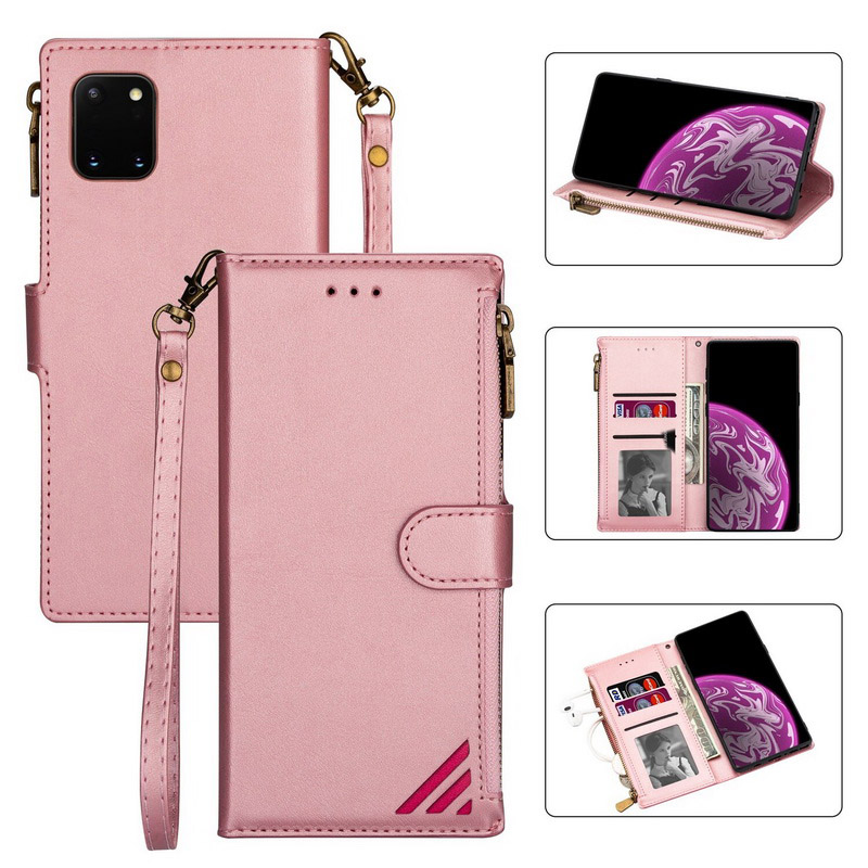 Case Samsung Galaxy Note 10 Lite #เคสฝาพับหนัง PU มีช่องซิปมีที่เสียบการ์ด สายคล้องมือ Card Slots Luxury Flip Stand Card Zipper Phone Leather Wallet Cover