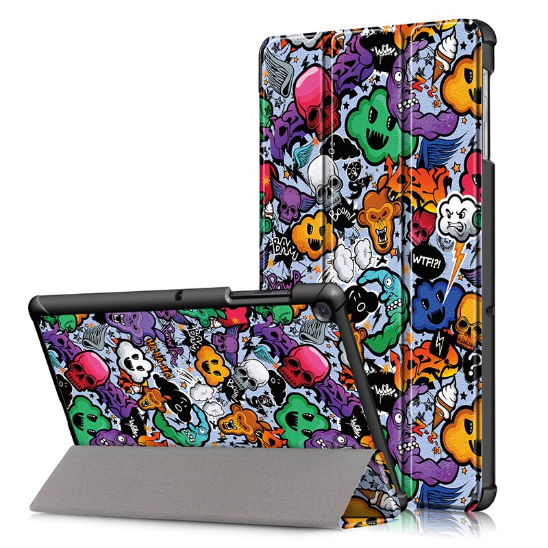 เคส Samsung Galaxy Tab S5e SM-T720 / SM-T725 #เคสฝาพับแบบ 3 พับพิมพ์ลาย Pattern Printing Tri-fold Stand PU Leather Smart Case
