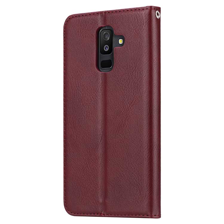 เคส Samsung Galaxy A6+ (2018) #เคสฝาพับแบบกระเป๋าสตางค์หนัง PU มีช่องเสียบบัตรคุณภาพดี