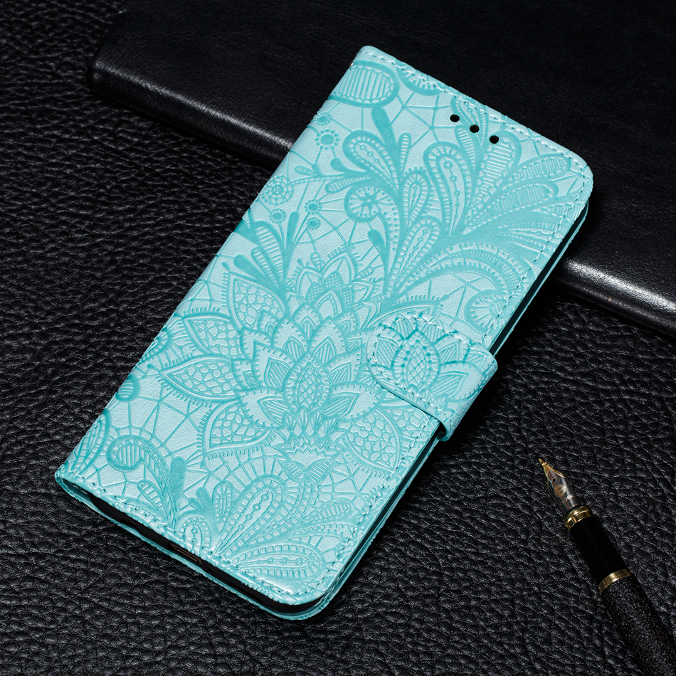 เคส Xiaomi Mi 10T #เคสฝาพับแบบกระเป๋าสตางค์หนัง PU พิมพ์ลายดอกไม้ลูกไม้ Imprint Lace Flower