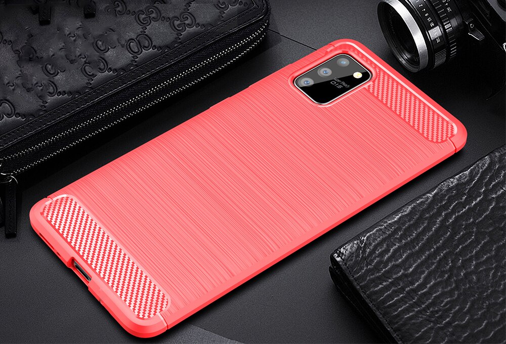 Case Samsung Galaxy S10 Lite #เคสฝาหลัง TPU นิ่มคาร์บอนไฟเบอร์ผิวแบบขัดแปรง