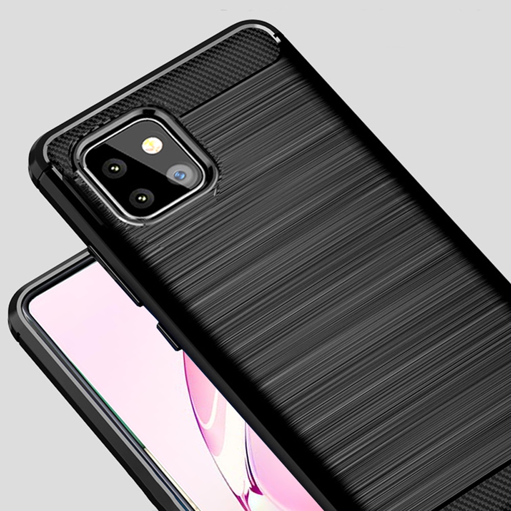 Case Samsung Galaxy Note 10 Lite #เคสฝาหลัง TPU นิ่มคาร์บอนไฟเบอร์ผิวแบบขัดแปรง