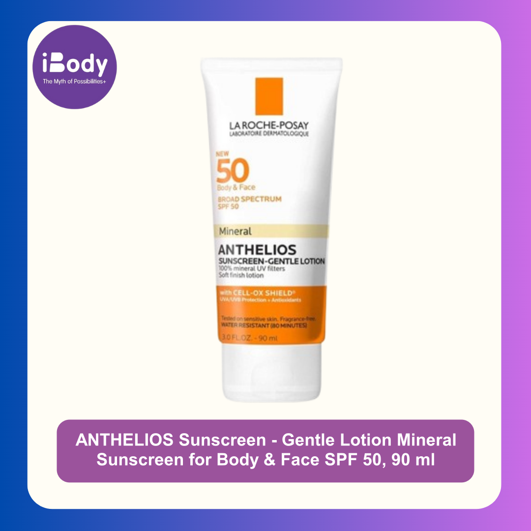 ลาโรช-โพเซย์ แอนเทลิโอส ครีมกันแดด สำหรับผิวหน้าและผิวกาย ANTHELIOS Sunscreen - Gentle Lotion Mineral Sunscreen for Body & Face SPF 50, 90 ml (La Roche-Posay®)