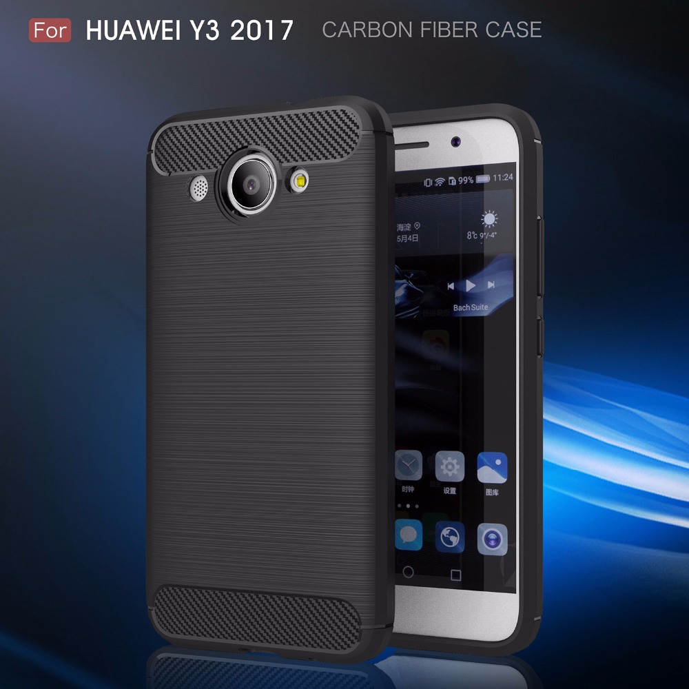 Case Huawei Y3 (2017) #เคสฝาหลัง Brushed Carbon Fiber TPU #พร้อมส่ง