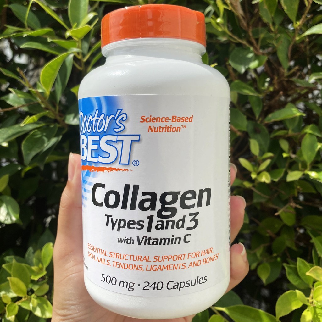 คอลลาเจน Collagen Types 1 and 3 with Peptan + C 240 Capsules (Doctor's Best®)