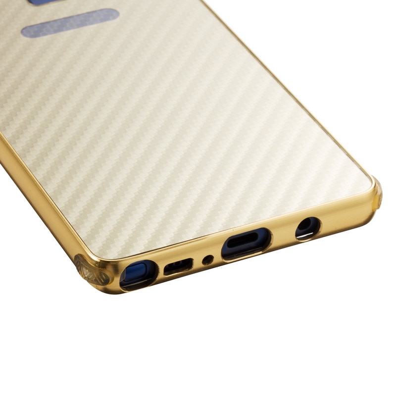 Case Samsung Galaxy Note 9 N960 #เคสฝาหลังกรอบโลหะ Electroplated + ฝาหลังพลาสติกผิวคาร์บอนไฟเบอร์