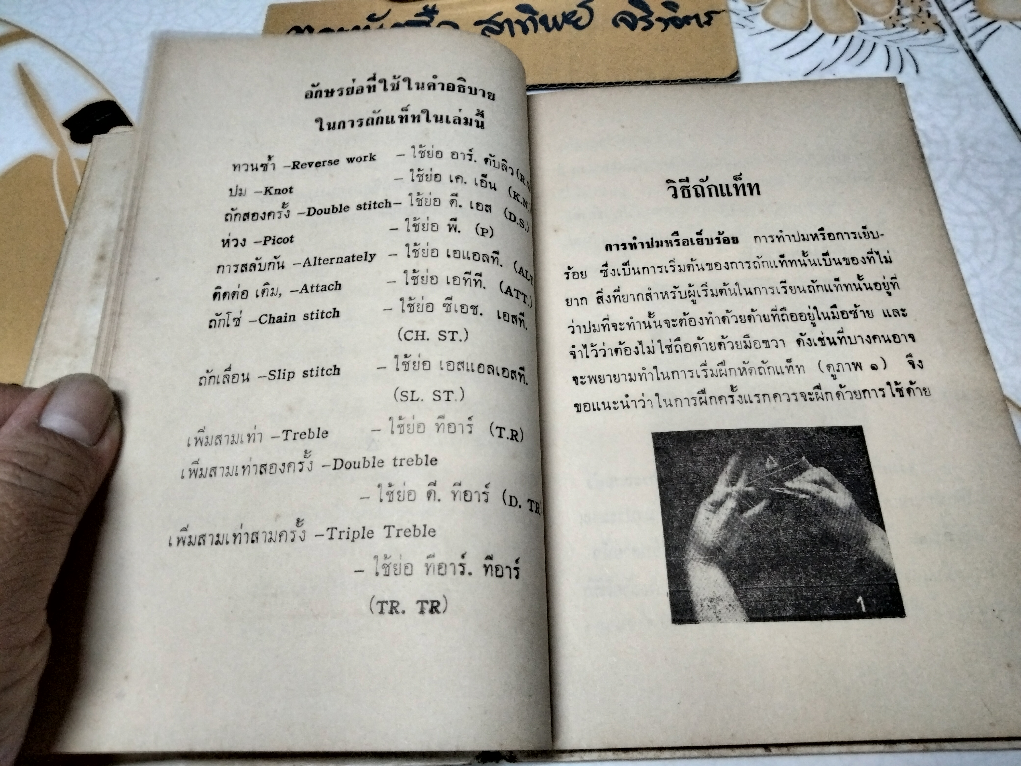 คู่มือลายปัก นิตติ้ง แท๊ท โดย มานี ระวีวรรณ จัดพิมพ์โดย สนพ. พิทยาคาร พ.ศ.2511 **สินค้าหมด**