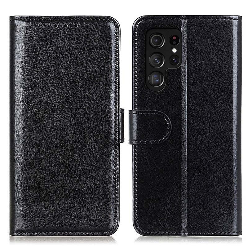 เคส Samsung Galaxy S22 Ultra 5G #เคสแบบฝาพับวัสดุหนัง PU ผิวเรียบมีสไตล์ Leather Material Simple Stylish Phone Cover