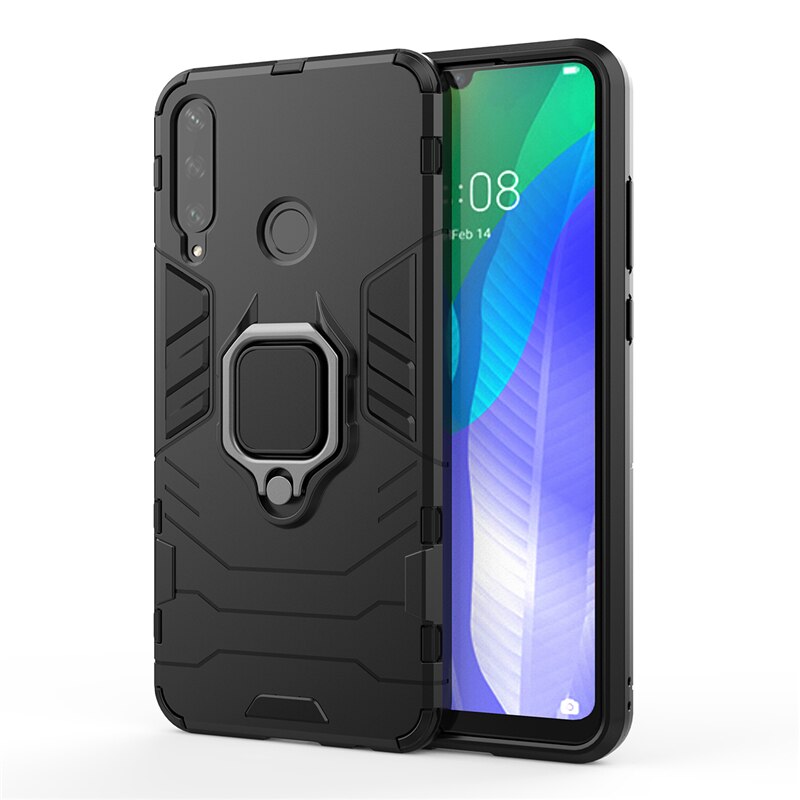 Case Huawei Y6p #เคสฝาหลังพลาสติกแข็ง +TPU Hybrid Case มีแหวนสวมนิ้วโลหะ