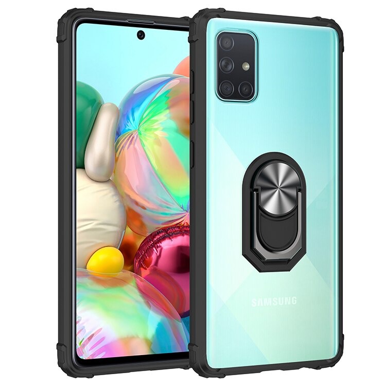 Case Samsung Galaxy Note 10 lite #เคสฝาหลังใสขอบทึบ +TPU Hybrid Case มีแหวนสวมนิ้วโลหะ