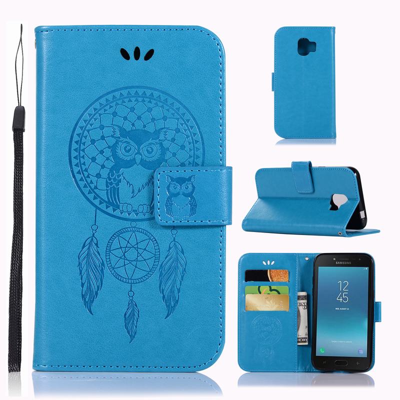 Case Samsung Galaxy J2 Pro 2018 #เคสฝาพับแบบกระเป๋าสตางค์ฝาพับหนัง PU ลายนกฮูก Dream Catcher Owl