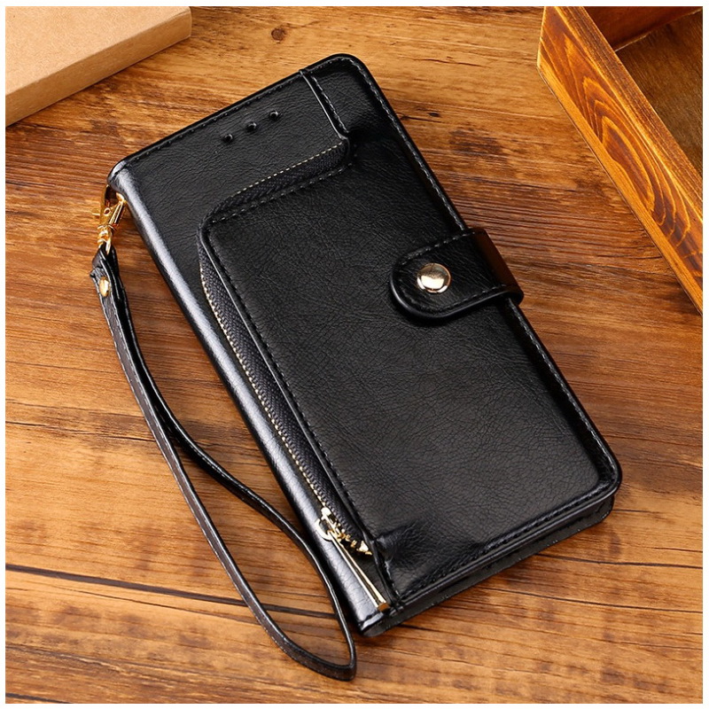 เคส vivo X60 Pro 5G #เคสฝาพับแบบกระเป๋าสตางค์มีช่องซิปและช่องใส่บัตร Zipper Pocket Leather Wallet Stand Case