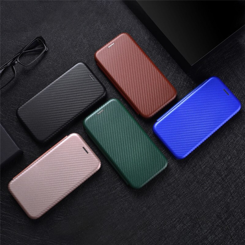 เคส Huawei P30#เคสฝาพับลายคาร์บอนไฟเบอร์มีช่องใส่การ์ด Carbon Fiber Wallet Card Slot Magnet Stand Phone Cover
