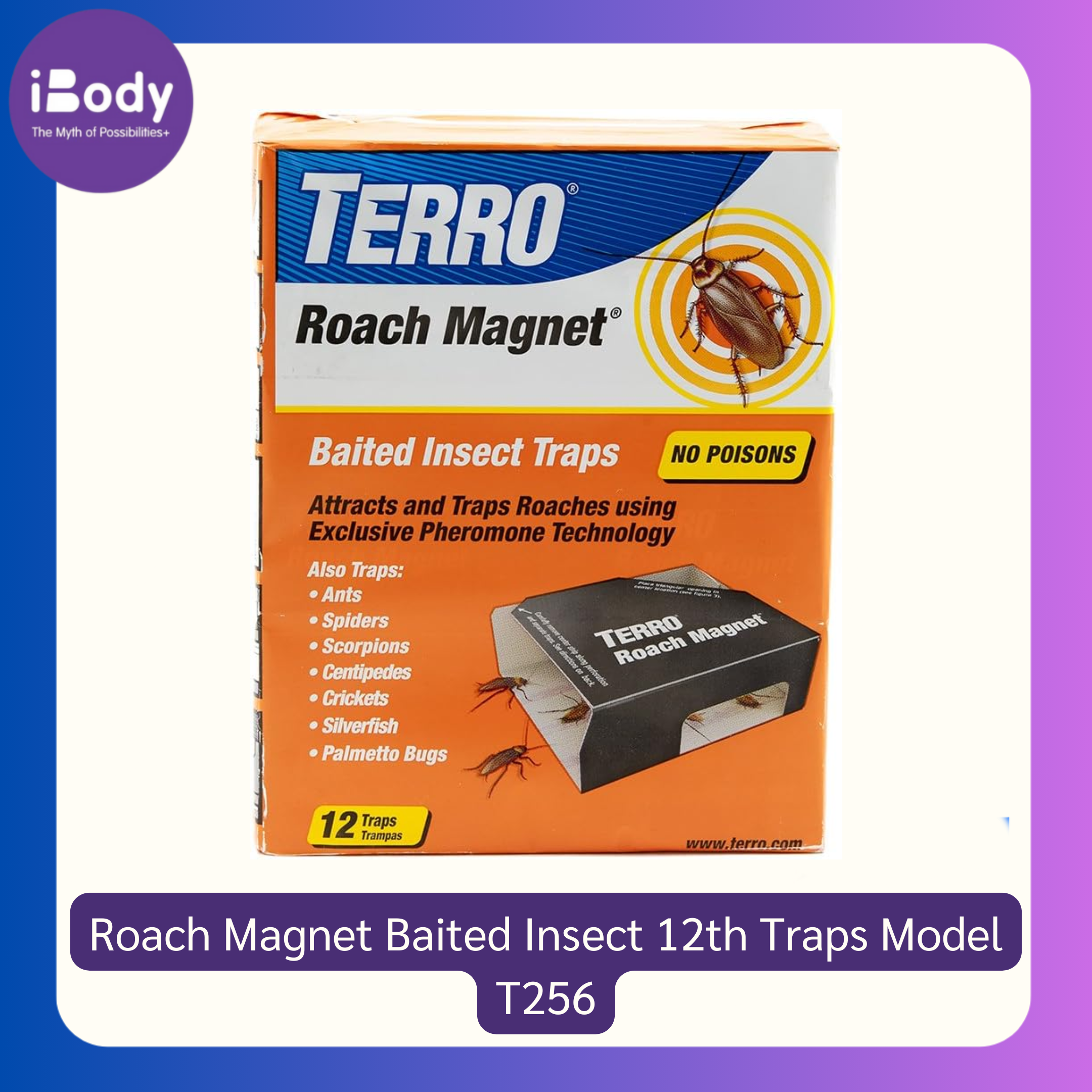 กับดัก แมลงสาบ Roach Magnet® Baited Insect 12 Traps Model T256 (TERRO®)