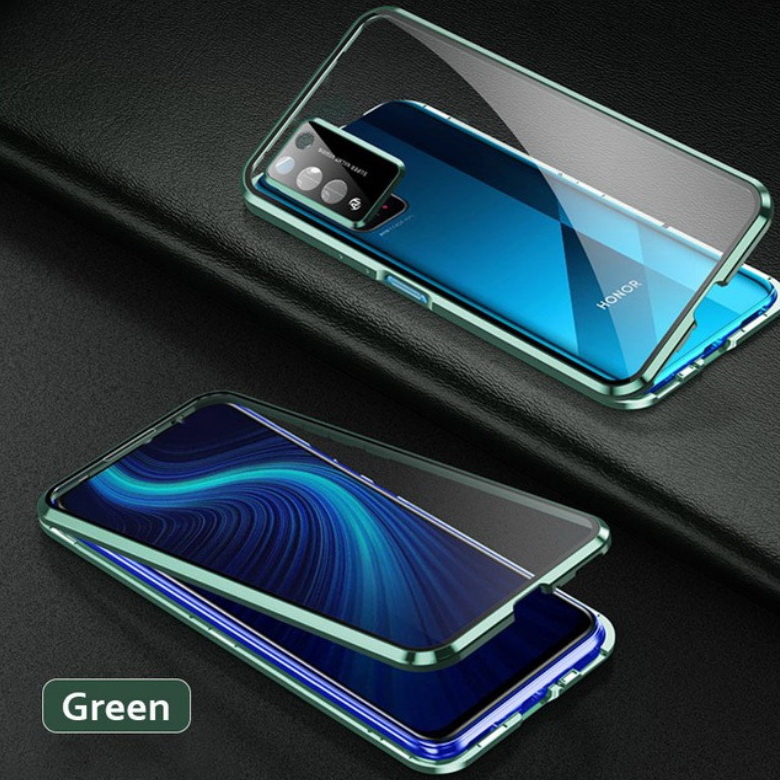 เคส Huawei P40 Pro Plus#เคสขอบโลหะประกบแม่เหล็กมีป้องกันเลนส์กล้อง Fully Protection Magnetic Adsorption Glass Metal Phone Protective Built-in Camera Protection
