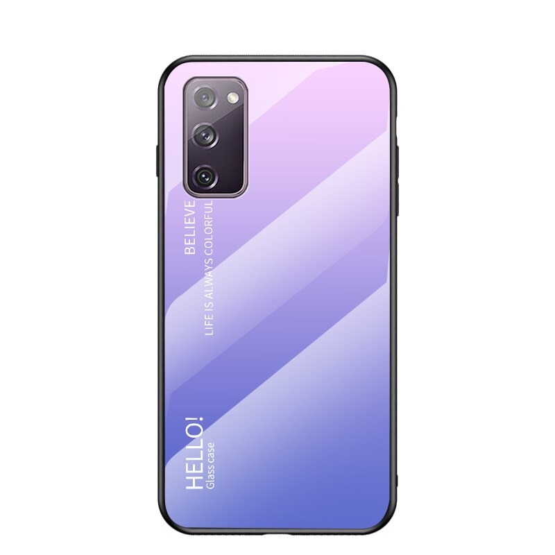 เคส Samsung Galaxy M51 #เคสฝาหลัง Gradient Color Glass + PC + TPU Hybrid Case