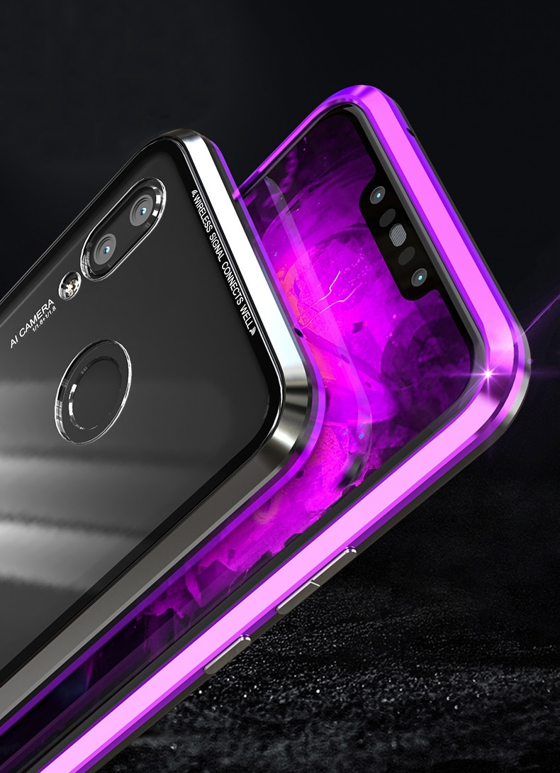 Case Huawei nova 3i #เคสกรอบโลหะที่ถอดออกได้ติดแม่เหล็ก + แผ่นด้านหลังกระจกนิรภัยคุณภาพดี