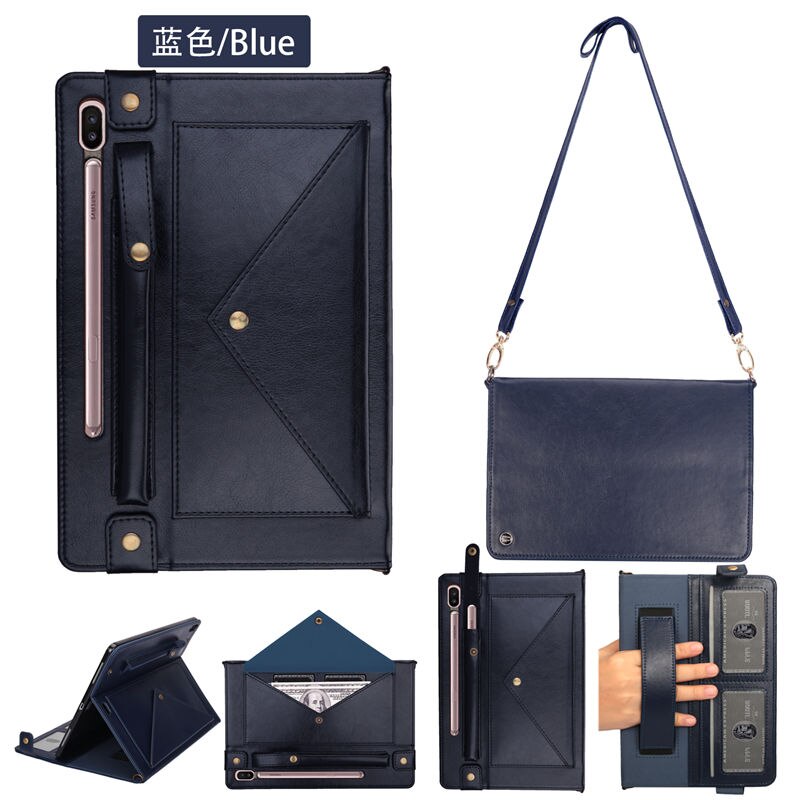เคส Samsung Galaxy Tab S6 SM-T860 SM-T865 #เคสฝาพับหนัง PU มีที่เก็บปากกาและสวมนิ้ว Envelop Shape Leather Tablet Casing with Pen Slot