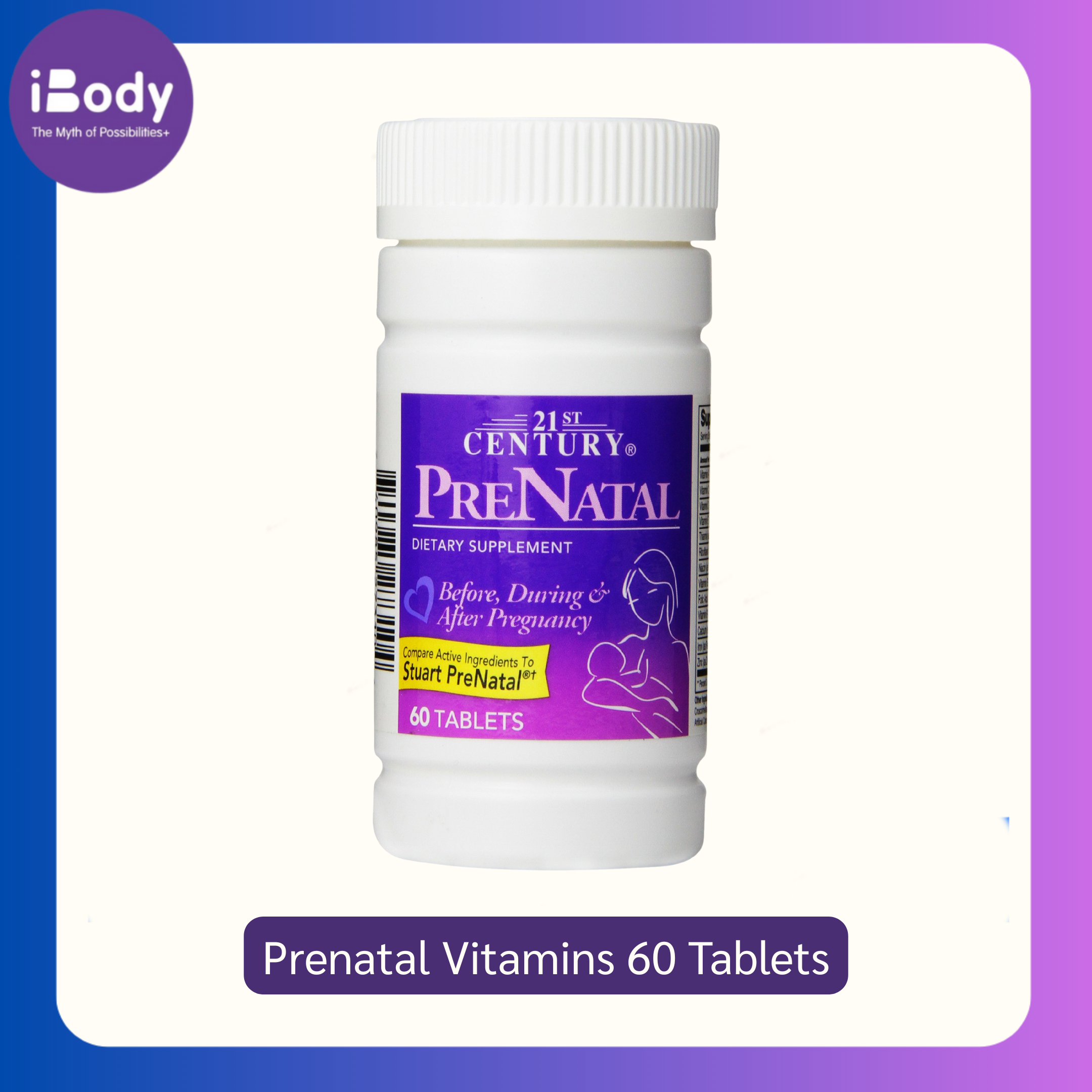 21st Century® Prenatal Vitamins 60เม็ด วิตามินเตรียมตั้งครรภ์ ระหว่างตั้งครรภ์ มีวิตามินรวม13 ชนิด