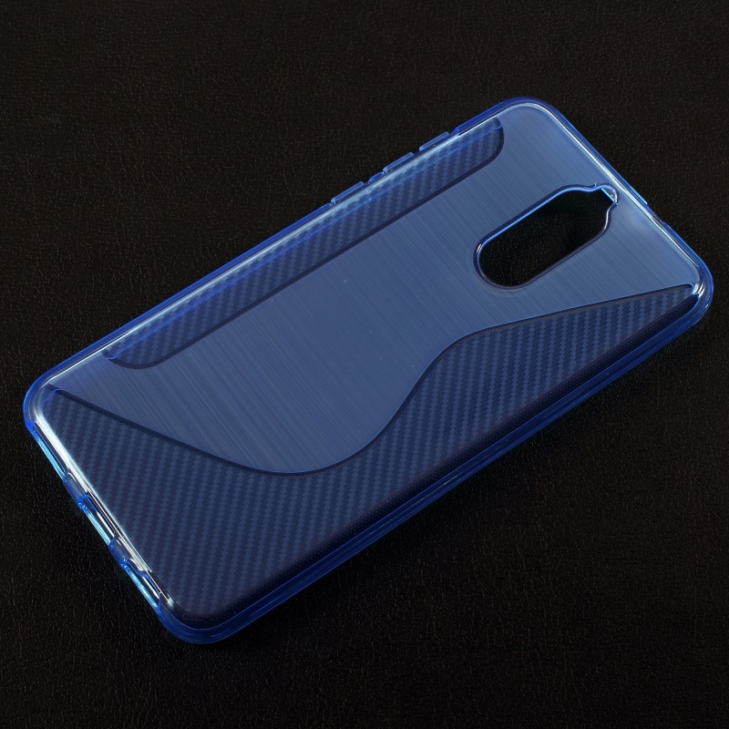 Case Huawei nova 2i 5.9นิ้ว #เคสฝาหลังTPU ผิวลายคาร์บอนไฟเบอร์และผิวแปรง Brushed รูปตัว S สีโปร่งแสง