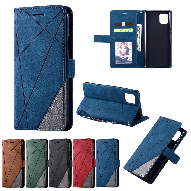 เคส Samsung Galaxy Note 10 lite #เคสฝาพับหนัง PU มีช่องเสียบบัตรอื่นๆในตัว Geometric Pattern Leather Card Holder Protective