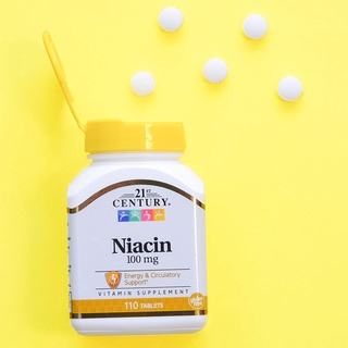 21st Century® Niacin 100mg Plus Calcium,250mg Plus Calcium 125mg, 500 mg แบบ Prolonged Release, วิตามินบี ไนอะซิน