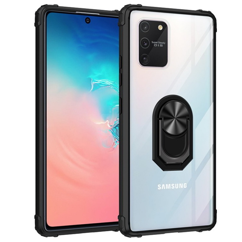 Case Samsung Galaxy S10 Lite #เคสฝาหลังใสขอบทึบ +TPU Hybrid Case มีแหวนสวมนิ้วโลหะ