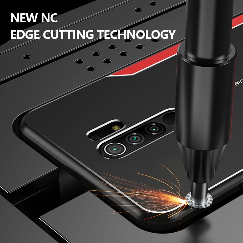 เคส Redmi 9 #เคสฝาหลังไฮบริด Metal +TPU Shockproof metal back plate Phone Back Cover