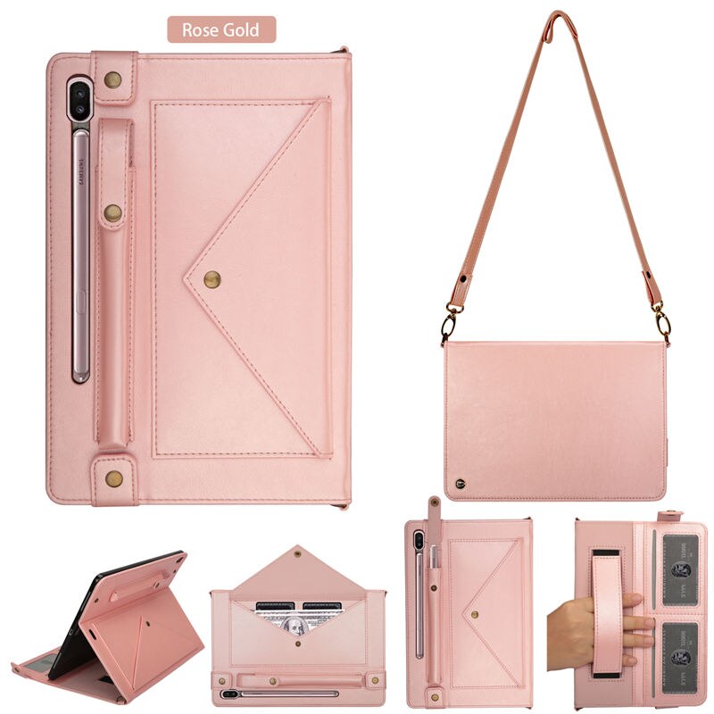 เคส Samsung Galaxy Tab S6 SM-T860 SM-T865 #เคสฝาพับหนัง PU มีที่เก็บปากกาและสวมนิ้ว Envelop Shape Leather Tablet Casing with Pen Slot