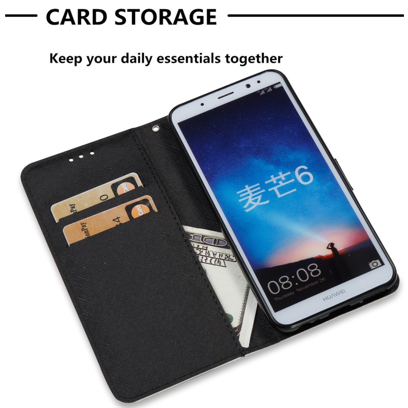 เคส Samsung Galaxy A8+ (2018) #เคสฝาพับ3D Vivid Pattern Stand Leather สไตล์กระเป๋าสตางค์