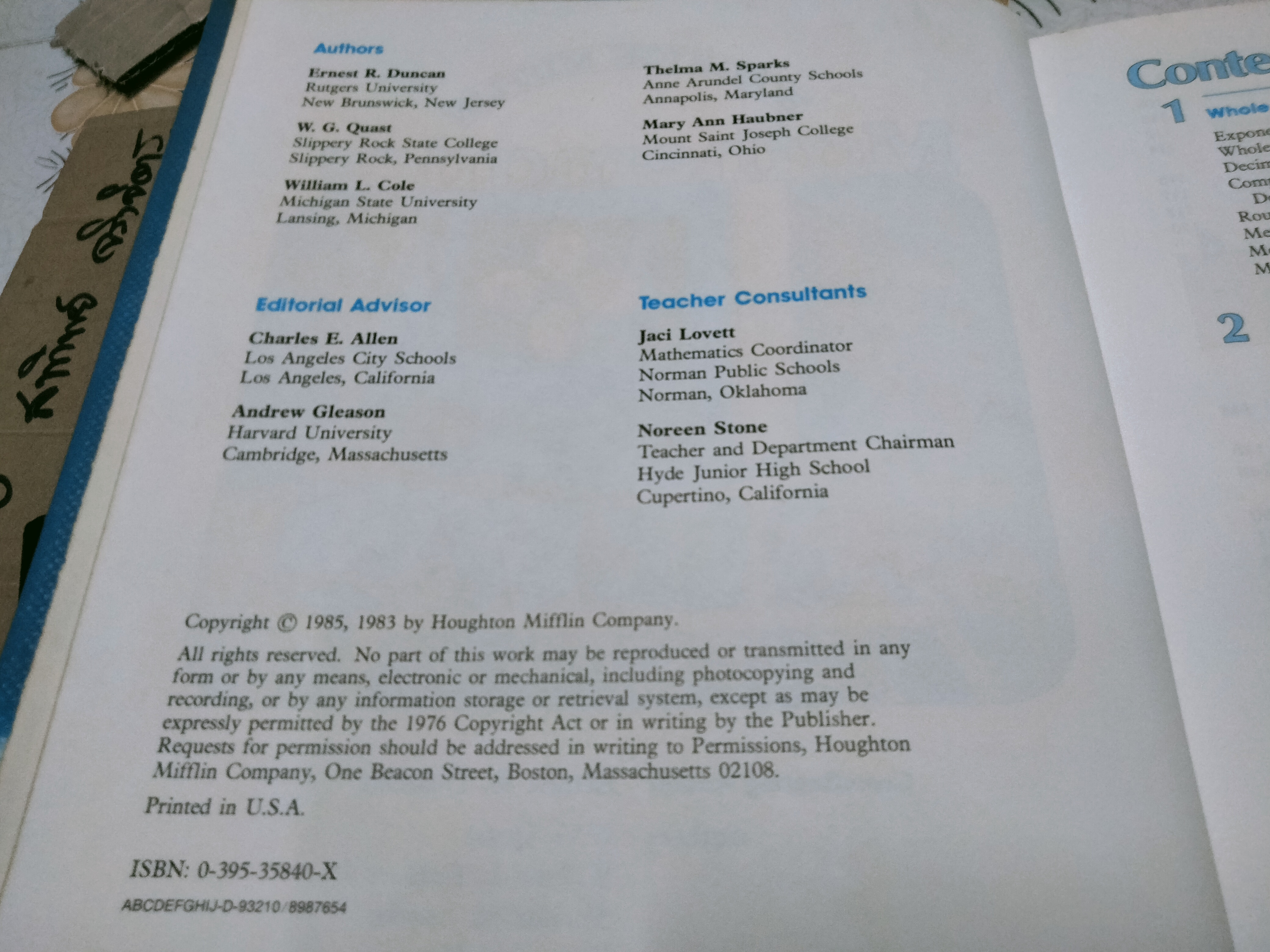 Mathematics - HOUGHTON MIFFLIN level 8 - หนังสือคณิตศาสตร์ Houghton Mifflin ระดับ 8 (ปกแข็ง)