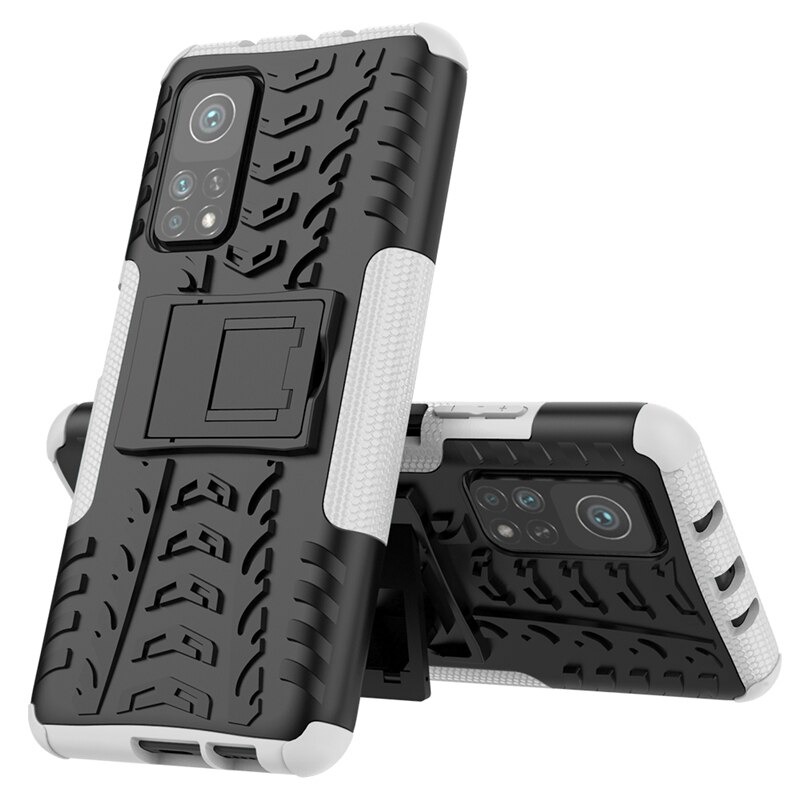 Case Xiaomi Mi 10T Pro #เคสฝาหลังกันลื่น Cool Tyre Pattern Kickstand (PC + TPU)