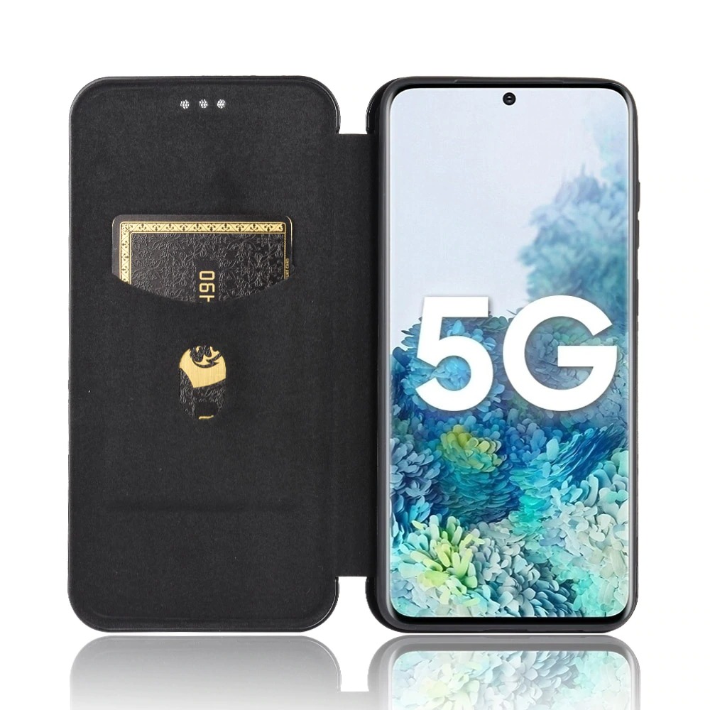 เคส Samsung Galaxy S20 FE/S20 FE 5G #เคสฝาพับลายคาร์บอนไฟเบอร์มีช่องใส่การ์ด Carbon Fiber Wallet Card Slot Magnet Stand Phone Cover