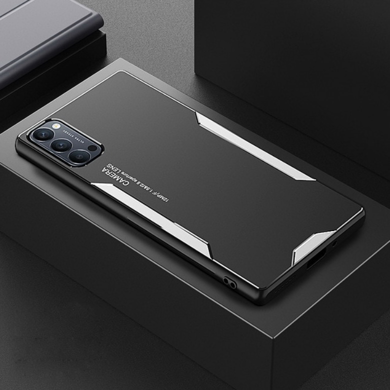 Case OPPO Reno 4 Pro 5G #เคสฝาหลังไฮบริด Metal +TPU Shockproof metal back plate Phone Back Cover